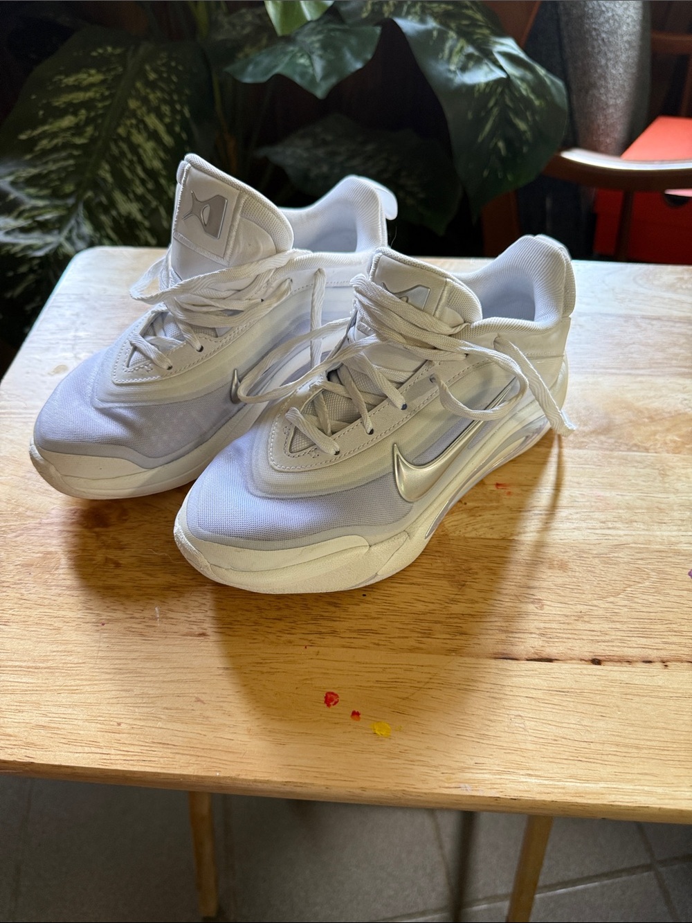 Nike White and Silver Kids Sneakers